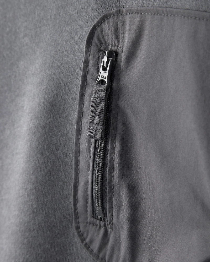 Toddler Boy French Terry Zipper Pullover Sweatshirt - Grey