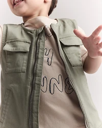 Toddler Zip-Up Vest - Olive