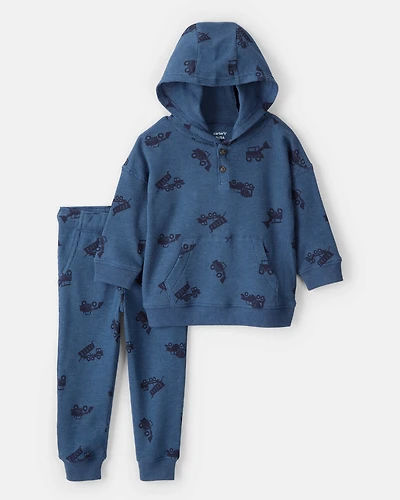 Toddler Boy 2-Piece Truck Print Hoodie and Joggers Set