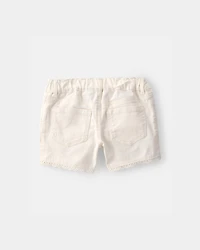 Toddler Girl Eyelet Trim Twill Shorts - Cream