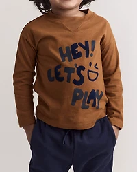 Toddler 'Hey! Let's Play' Long-Sleeve Graphic Tee - Cinnamon