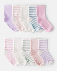 Toddler Girl 10-Pack Striped Crew Socks