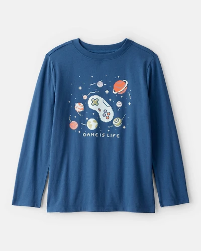Boys Game Is Life Long-Sleeve Graphic Tee - Blue