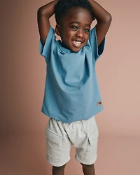 Toddler Boy French Terry Cargo Shorts - Heather Grey