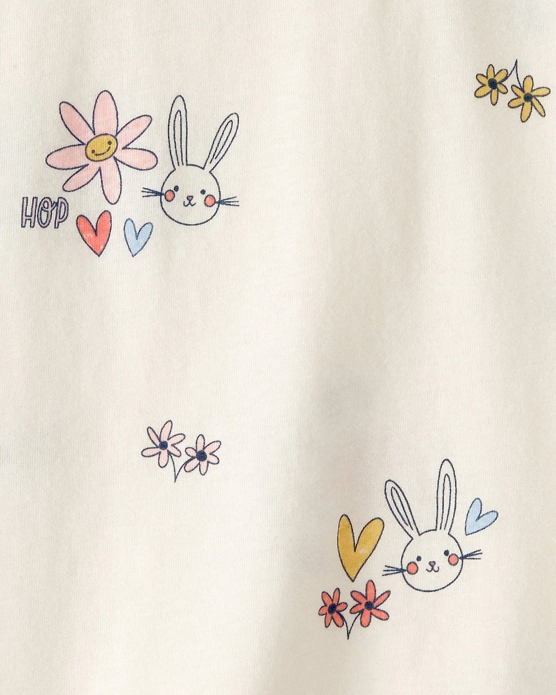 Toddler Girl Easter Bunny Floral Relaxed Top - Cream