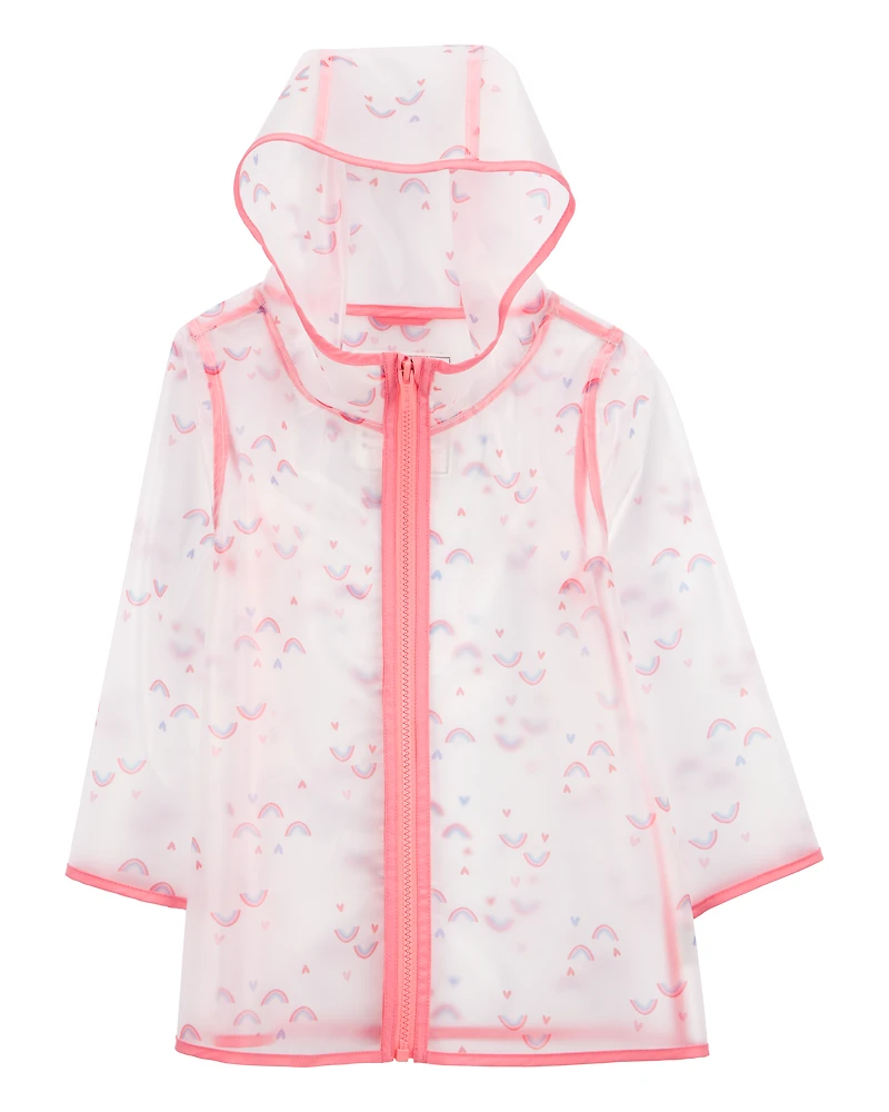 Baby Girl Rainbow Translucent Rain Jacket - Pink