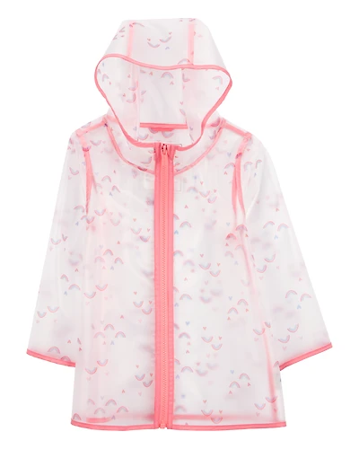 Baby Girl Rainbow Translucent Rain Jacket - Pink