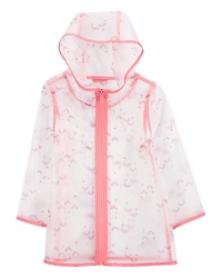 Baby Girl Rainbow Translucent Rain Jacket - Pink