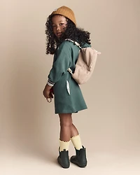 Toddler Girl Long-Sleeve Hooded Sweatshirt Dress - Green