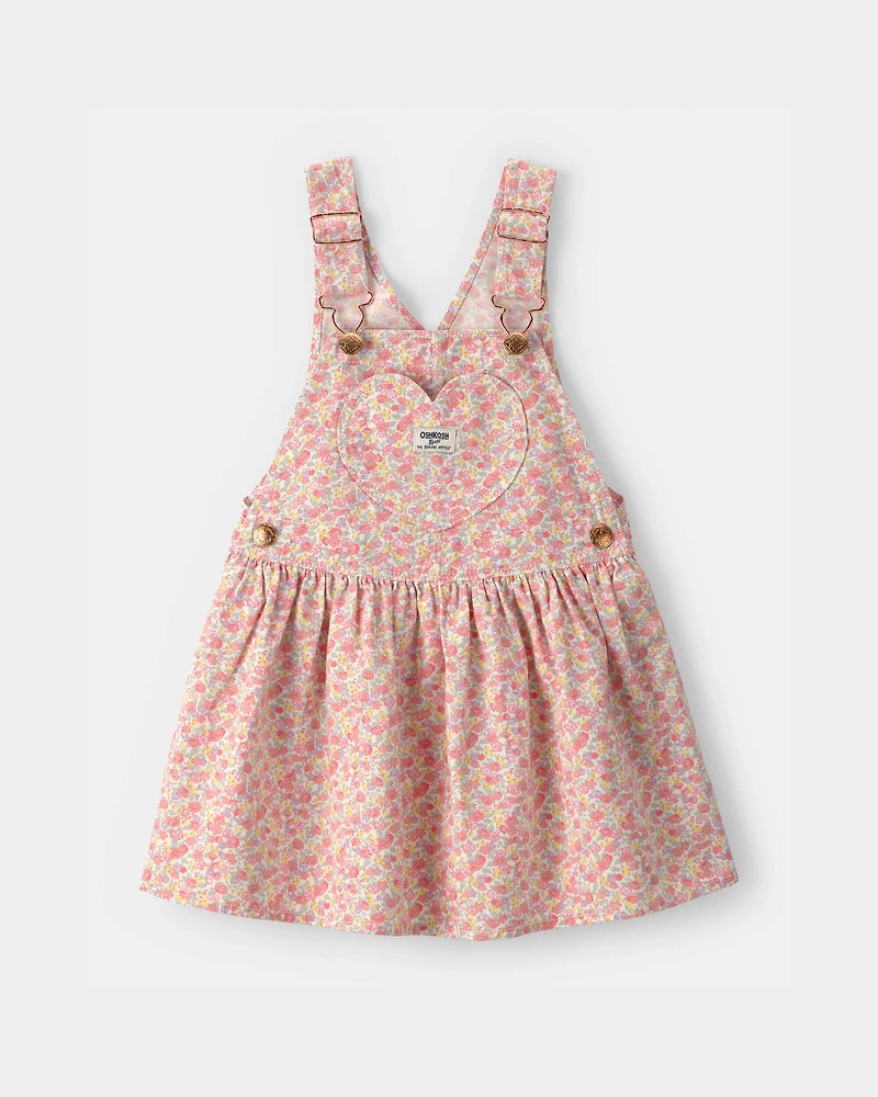 Toddler Girl Floral Heart Pocket Skirtall - Pink