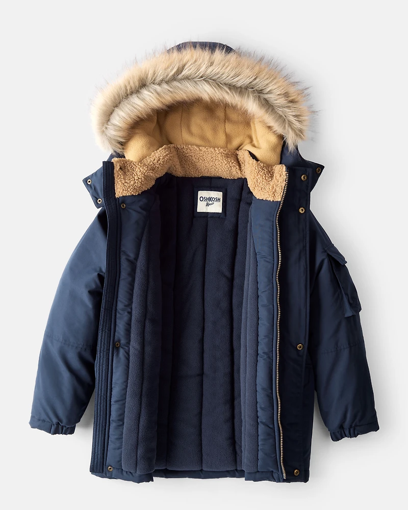 Kid Hooded Heavyweight Winter Jacket - Navy