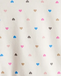 Baby Girl 2-Piece Heart Print Peplum Top & Cozy Leggings Set - Cream