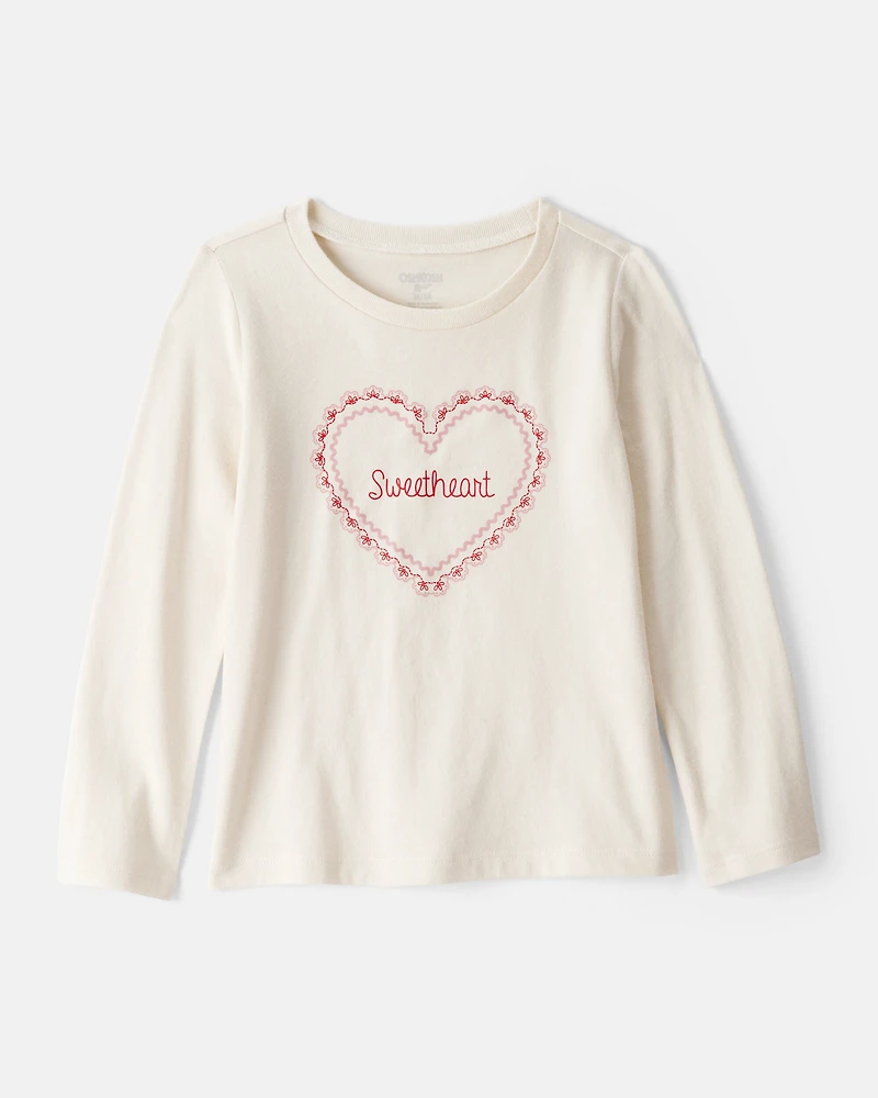 Toddler Girl Sweetheart Long-Sleeve Graphic Tee - Cream