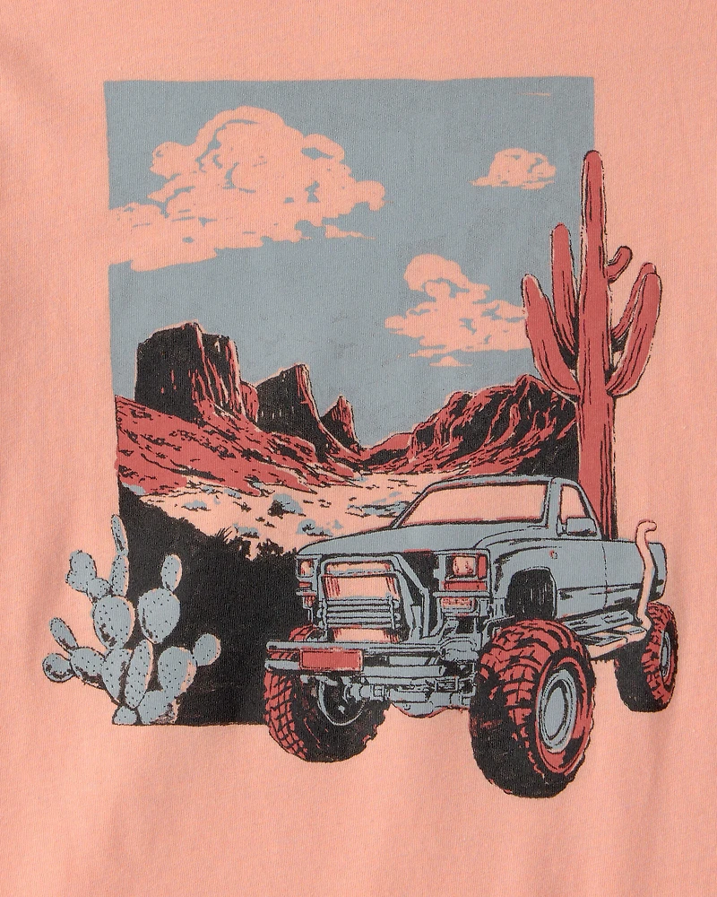 Kid Mountain Truck Graphic Tee - Orange