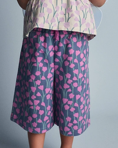 Toddler Girl Wide-Leg Pants in Wildflowers - Blue/Purple