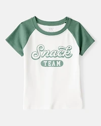 Girls 2-Piece Snack Team Graphic Tee & Knit Flare Active Pants Set - Green/White