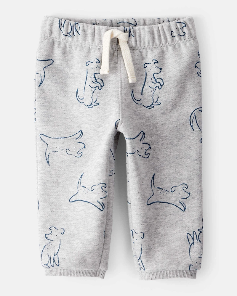Baby Boy DayDream Fleece Dog Knit Pull-On Pants - Grey