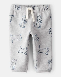 Baby Boy DayDream Fleece Dog Knit Pull-On Pants - Grey