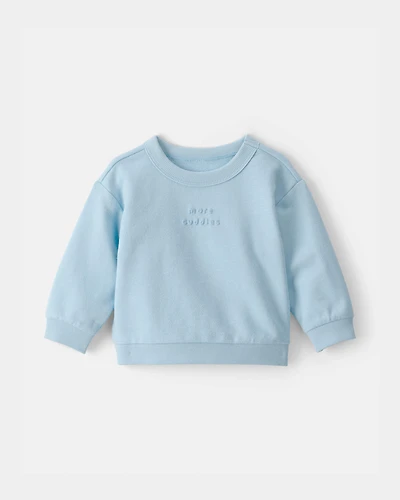 Baby Girl 'More Cuddles' French Terry Pullover Sweatshirt - Blue