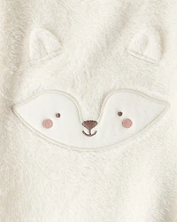 Baby Girl Fox Velour Long-Sleeve Snug Fit Jumpsuit - Cream