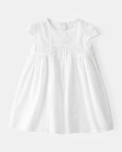 Baby Girl Textured Babydoll Dress - White