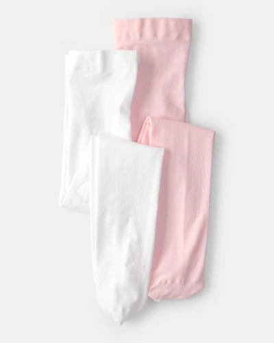 Toddler Girl 2-Pack Tights - Pink/White