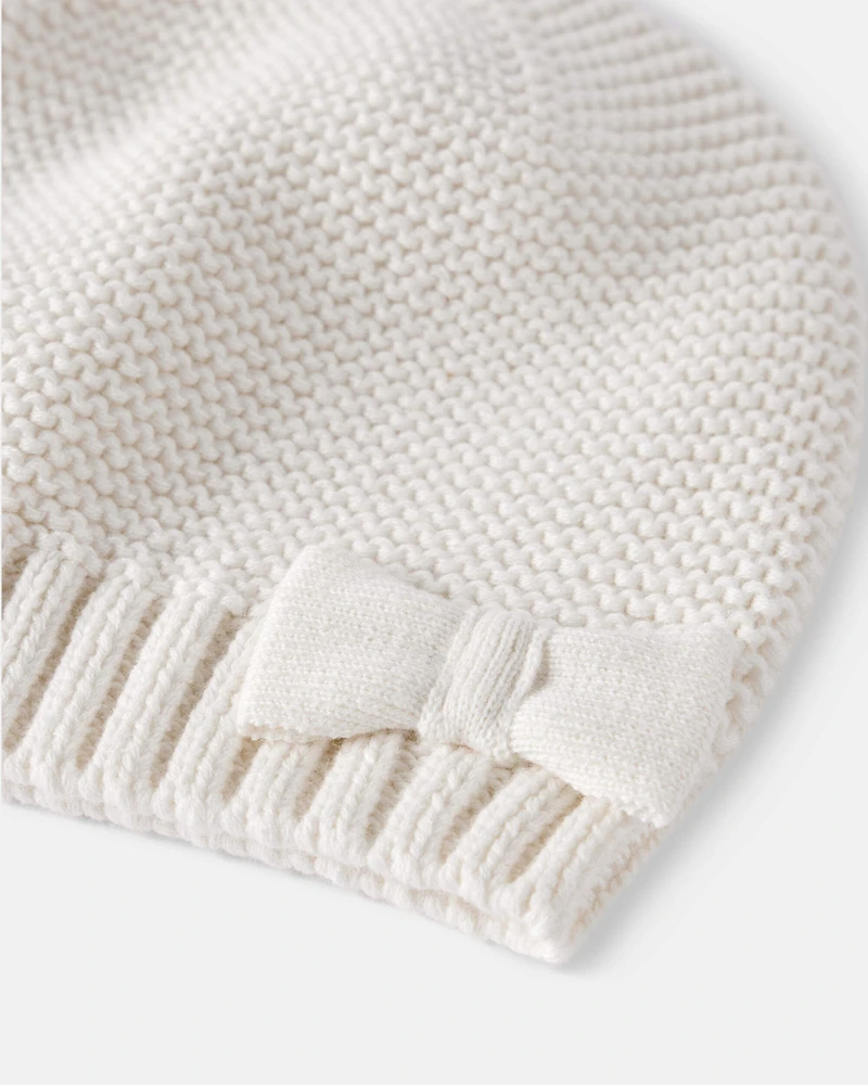 Baby Girl Knit Beanie - Cream