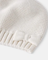 Baby Girl Knit Beanie - Cream