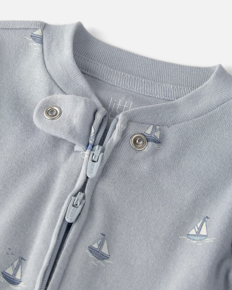 Baby Organic Cotton Sleep & Play Pajama in Sail Away