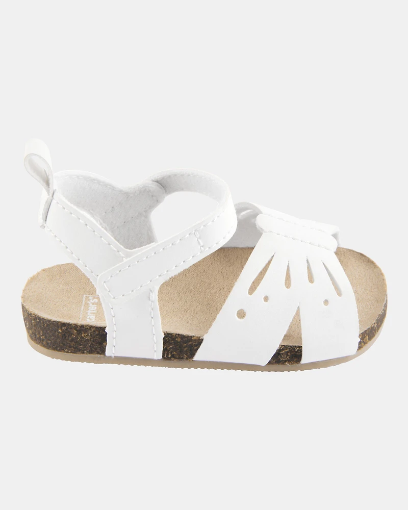 Baby Butterfly Faux Cork Sandals - White