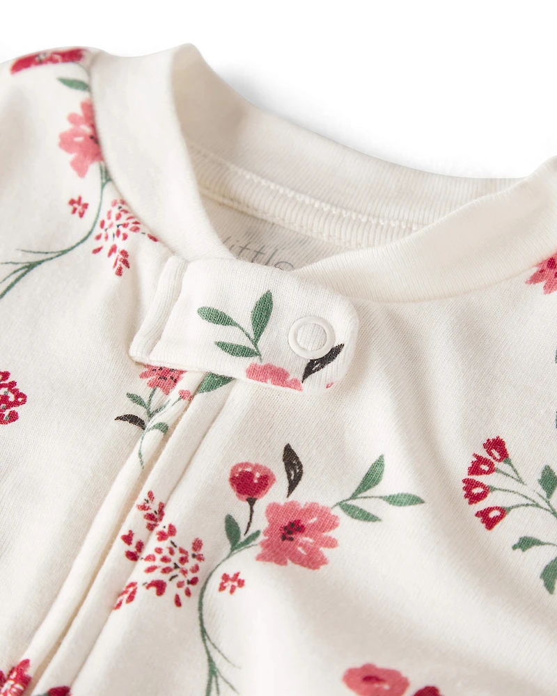 Baby Organic Cotton Sleep & Play Pajamas in Rosethorn Hollow Print
