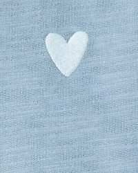 Toddler Girl Heart Cotton Long-Sleeve Cardigan Sweater - Blue