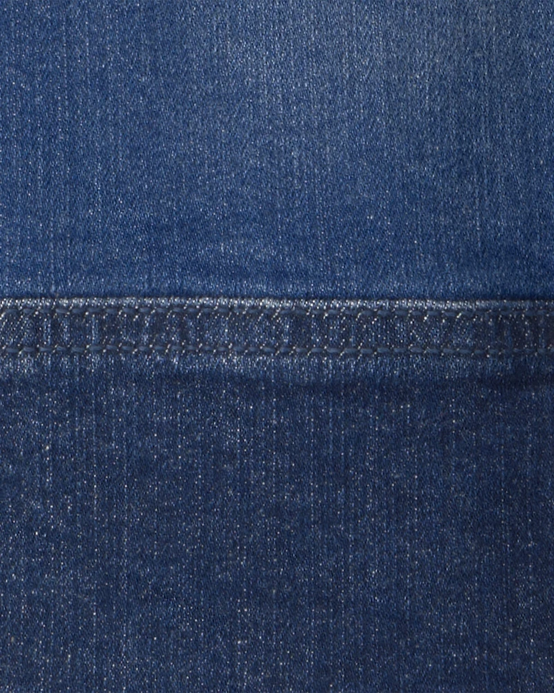 Toddler Boy Patchwork Denim Jacket- Dark Wash