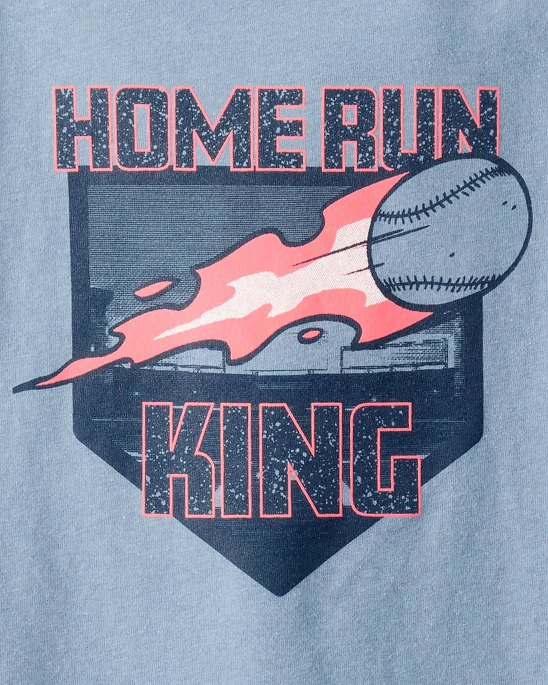 Boys Home Run Baseball Short-Sleeve Graphic Tee - Blue