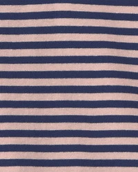Girls Striped Long-Sleeve Rib Top - Pink/Navy Blue
