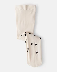 Baby Girl Polka Dot Tights - Cream