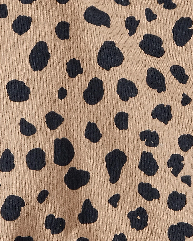 Baby Leopard Hooded Long-Sleeve Bubble Romper - Brown