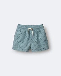 Toddler Boy Swim Trunk in Dot Print - Pale Blue