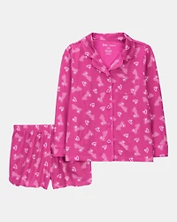 Kid Barbie Coat Style Loose Fit 2-Piece Pajamas - Pink