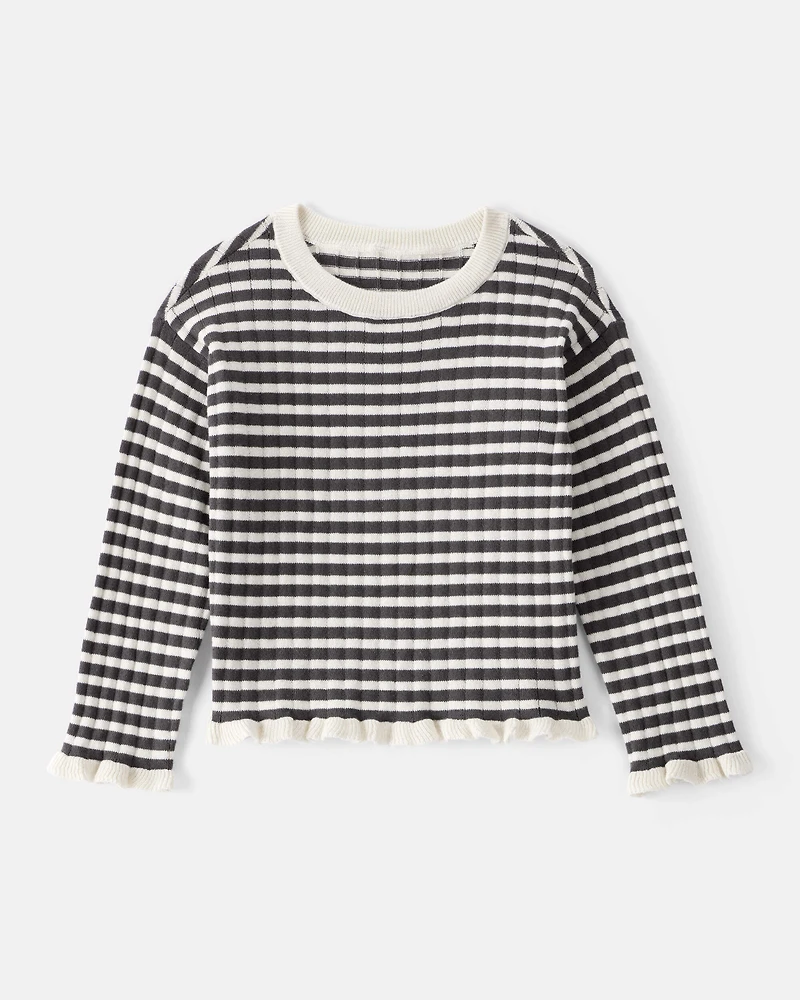 Toddler Girl Striped Long-Sleeve Sweater - Ivory/Black