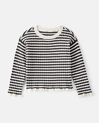 Toddler Girl Striped Long-Sleeve Sweater - Ivory/Black