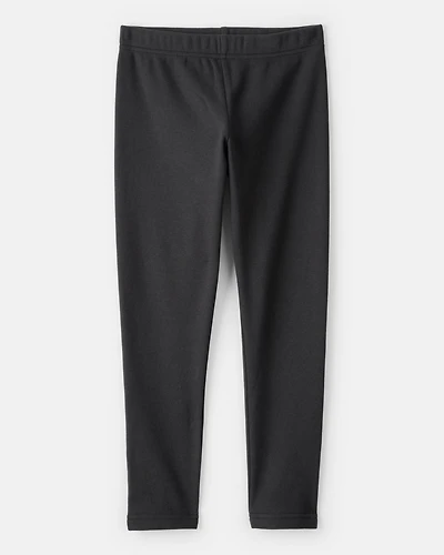 Kid Cozy Fleece Pull-On Stretch Leggings - Black