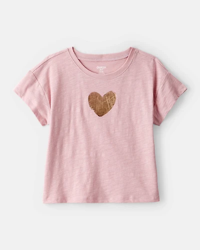 Girls Heart of Gold Cotton Short-Sleeve Graphic Tee - Pink