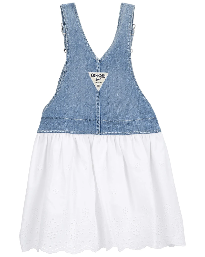 Baby Stretch Denim Eyelet Jumper Dress