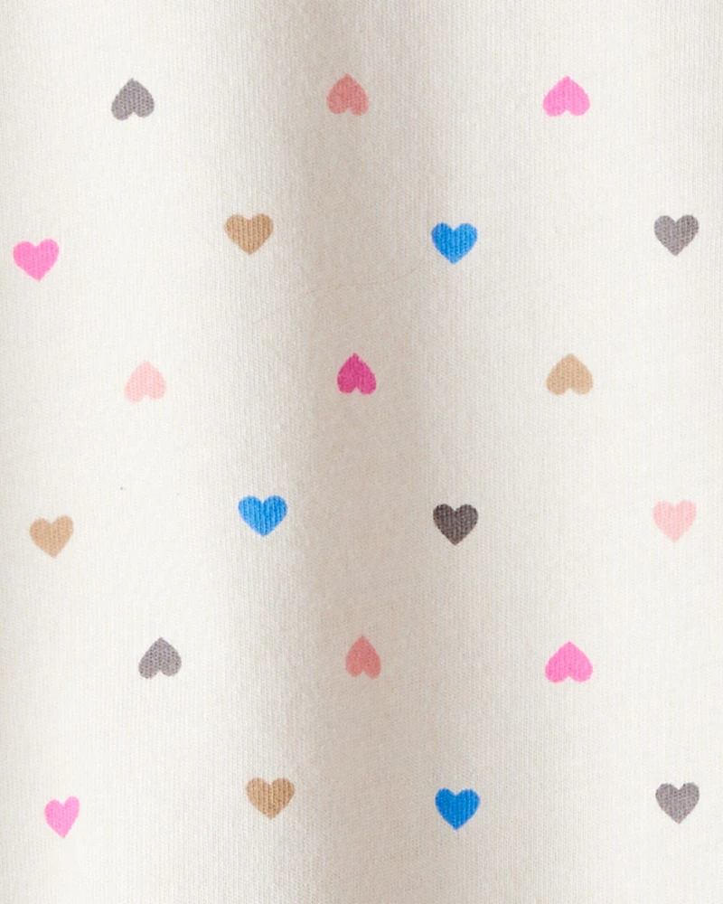 Toddler Girl 2-Piece Heart Print Peplum Top & Cozy Leggings Set - Cream