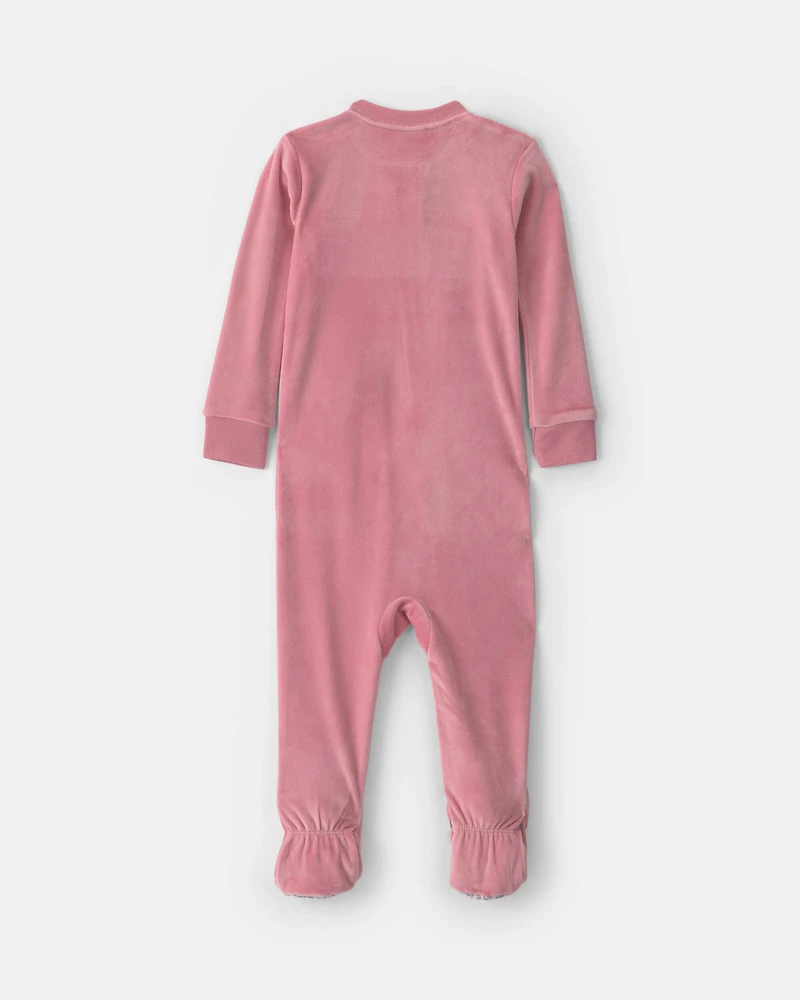 Baby Girl 1-Piece Icon 2-Way Zip DreamPlush Snug Fit Footed Pajama - Pink