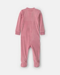 Baby Girl 1-Piece Icon 2-Way Zip DreamPlush Snug Fit Footed Pajama - Pink