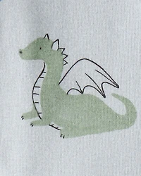 Toddler Boy Dragon 100% Cotton Long-Sleeve  1-Piece Pajamas - Blue