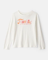 Girls Thankful Long-Sleeve Graphic Tee - White