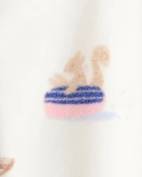 Baby Girl Animal Ski Print Loose Fit Long-Sleeve Sleep & Play Pajamas - Cream